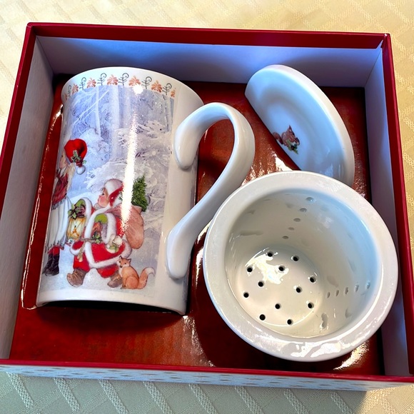 Vintage Summer River Christmas mug,strainer and lid new in box - Picture 8 of 9